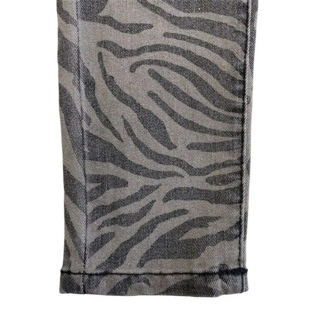 Skinny Ankle Jeans Juniors' 1 25 XS Gray Zebra Animal Print Stretchy Pockets NEW